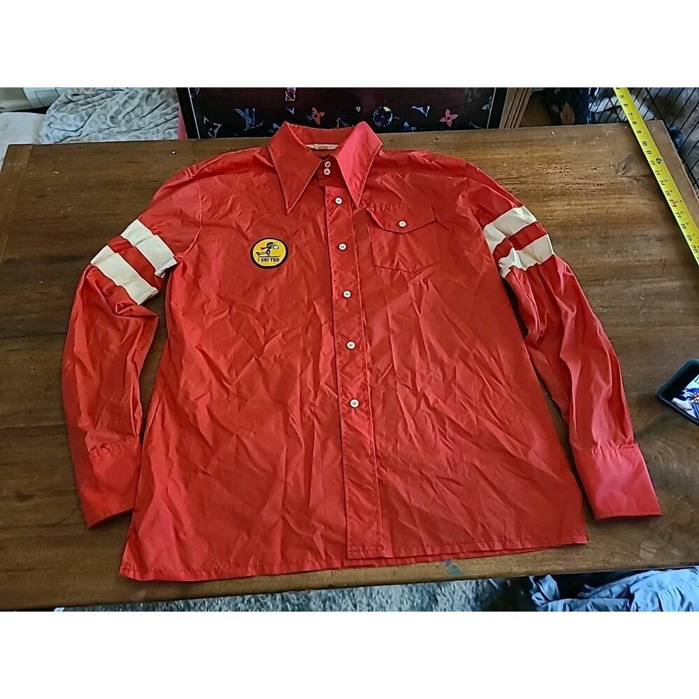 SKYR Vintage Snoopy Ski Shirt For Men Red Button Down Patch XL